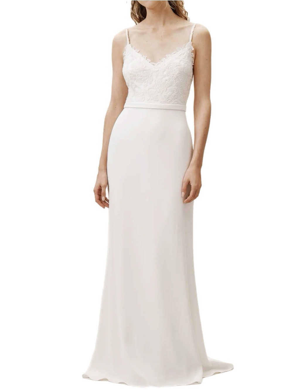 NWT Tadashi Shoji $600 MSRP Ivory Lace & Crepe BRETT Bodice Slip Wedding Gown